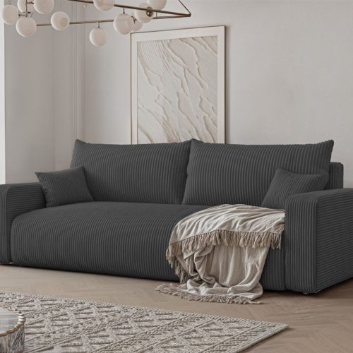Sofa 3-Sitzer mit Schlaffunktion LUNA in Stoff Poso Dunkelgrau
