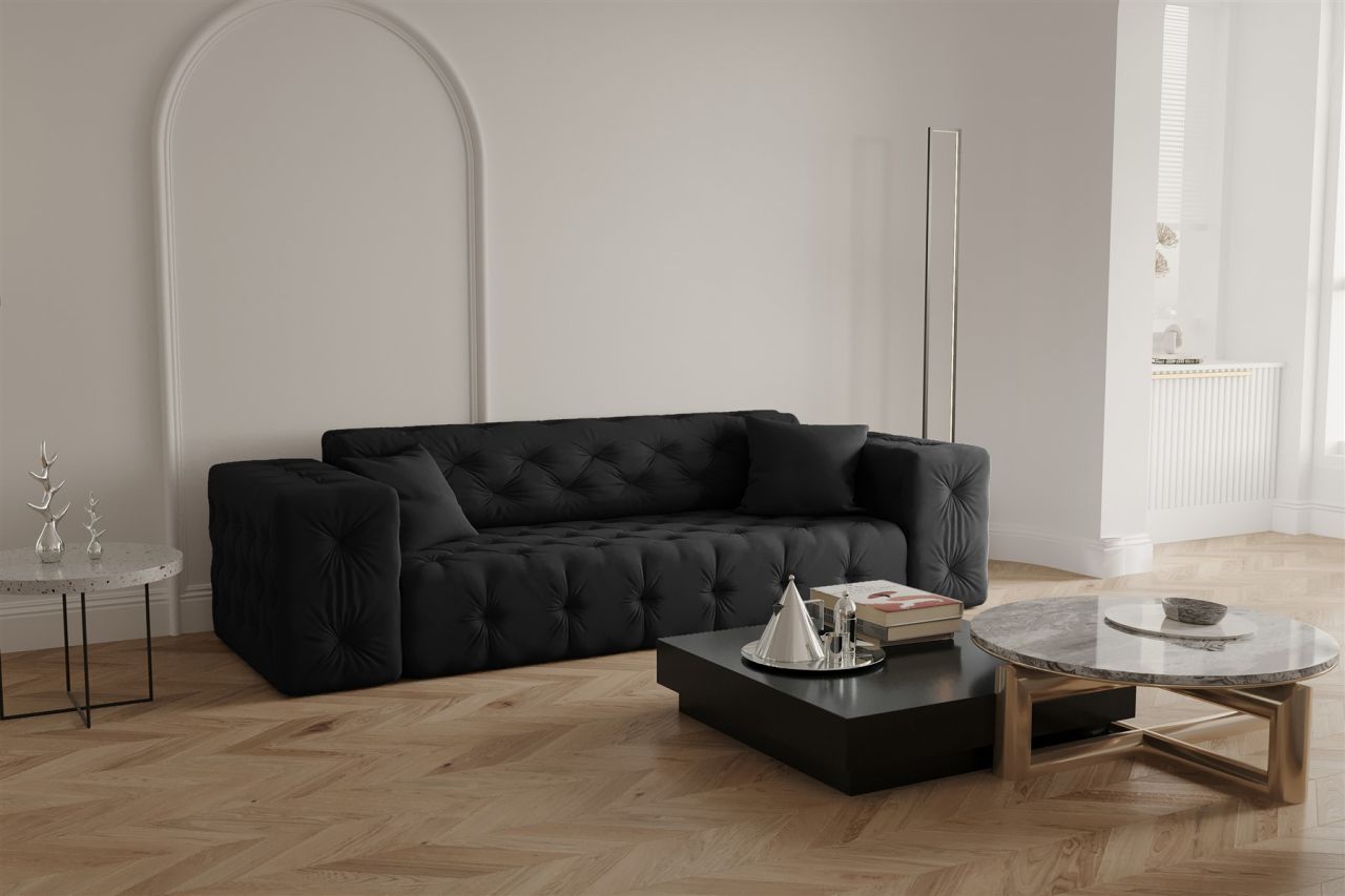 LAGERDEAL Sofa Designersofa CHANTAL 3-Sitzer in Stoff Opera Velvet Schwarz LAGERDEAL Sofa Designersofa CHANTAL 3-Sitzer in Stoff Opera Velvet Schwarz