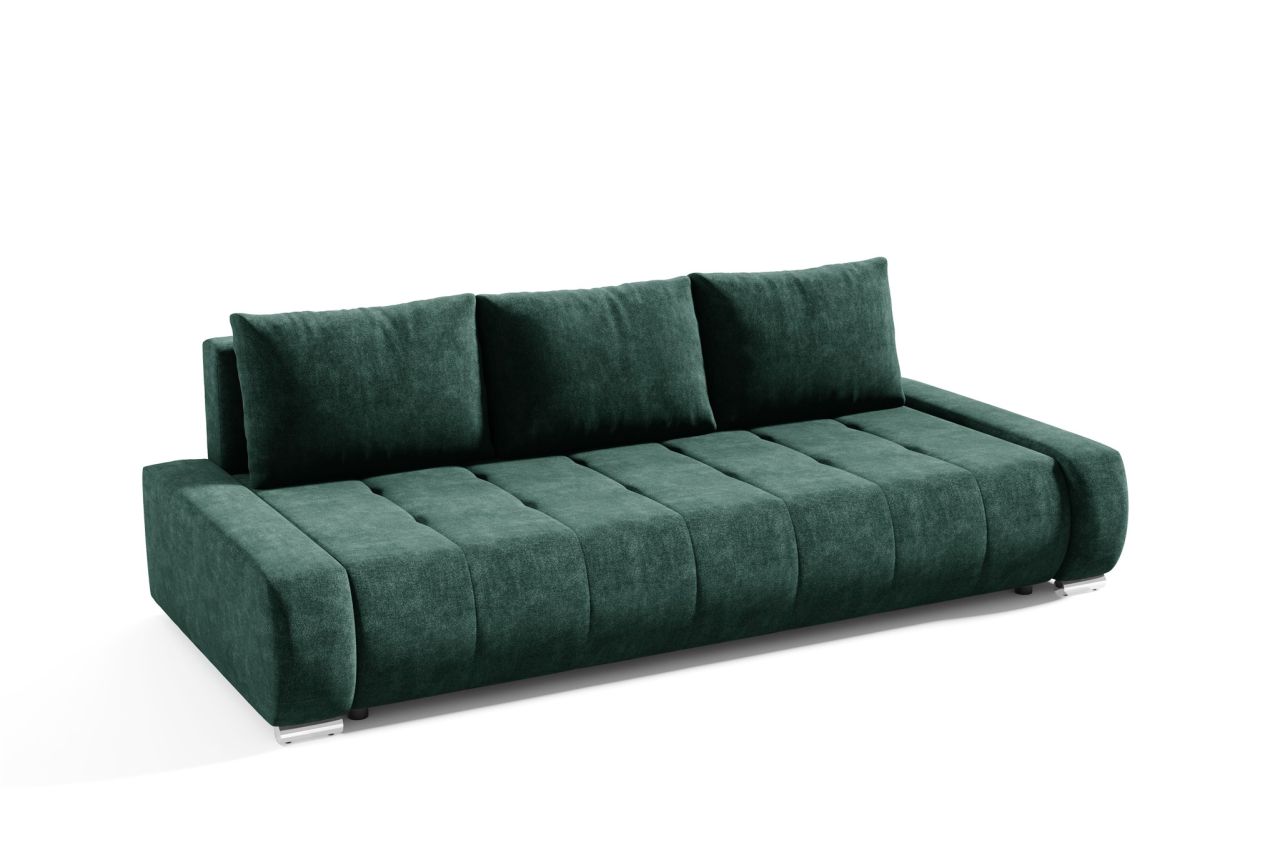 Sofa 3-Sitzer mit Schlaffunktion VOGAR Stoff Aston Flaschengrün