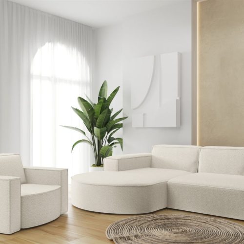 Sofa Set 2-teilig Sessel und Ecksofa PALMA XS Stoff Ascot Beige Ottomane Links