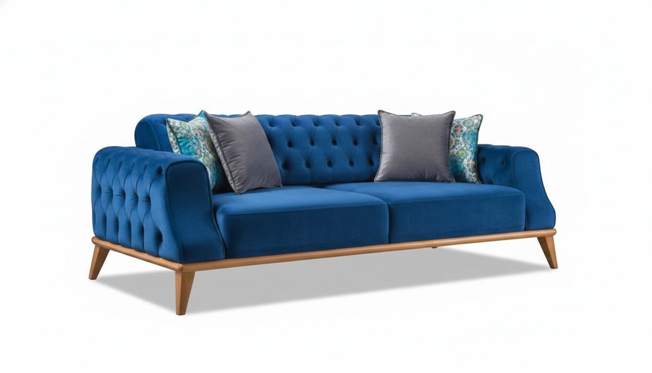 Sofa 3 Sitzer Blau Wohnzimmer Klassische Chesterfield Elegantes Stil Sofa 3 Sitzer Blau Wohnzimmer Klassische Chesterfield Elegantes Stil