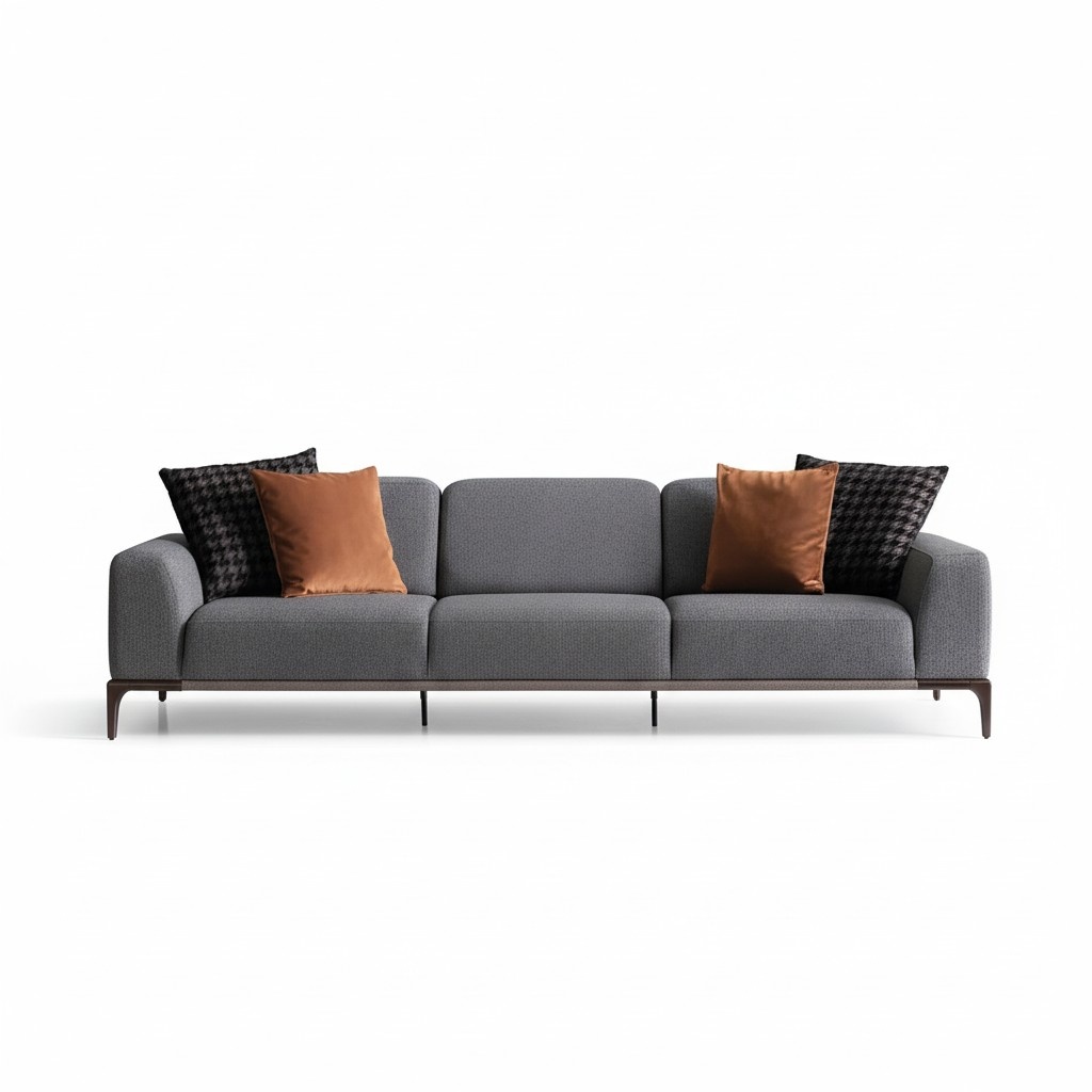 Sofa 4 Sitzer Farbe Grau Wohnzimmer Design Stil Möbel Moderne