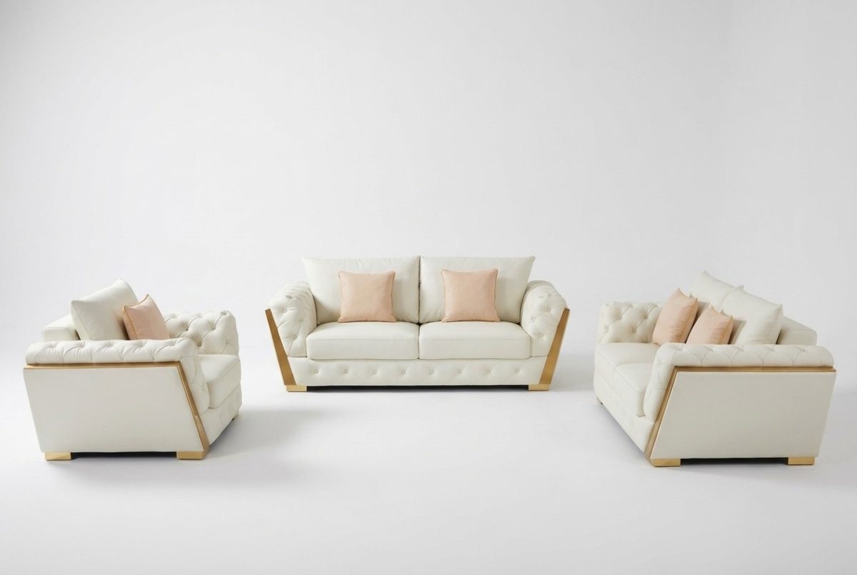 Sofa Couch Garnitur Möbel 3 tlg. Set Sofgarnitur Einrichtung Couchen