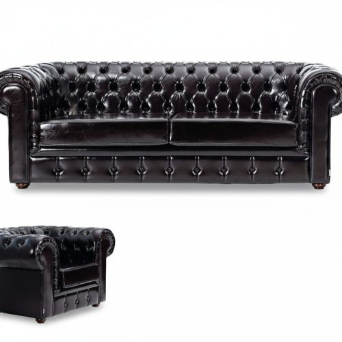 Sofagarnitur 2+1 Sitzer Chesterfield Leder Sofa Modern Relax Sessel 2tlg.Möbel