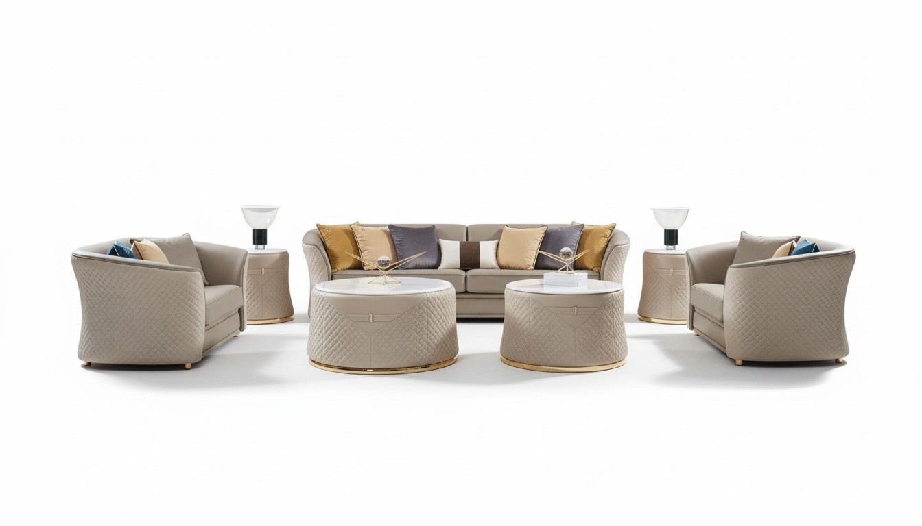 Sofagarnitur 421Sitzer Ledersofa Couch Wohnlandschaft Garnitur Design