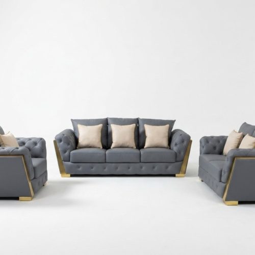Sofagarnitur Chesterfield Couch Set 3+2+1 Stoff Sofa Couchen 3tlg. Möbel