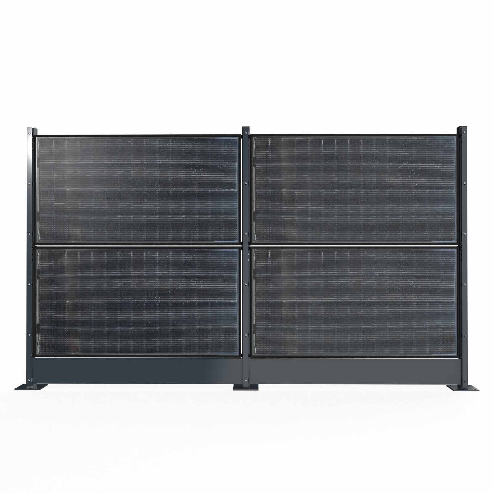 Solarzaun Breite 3500mm Zum Aufdübeln mit Abdeckblech RAL 6005 Moosgrün