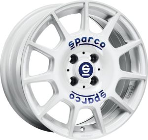 Sparco TERRA weiß + blaue Beschriftung Felge 7,5×17 – 17 Zoll 5×100 Lochkreis