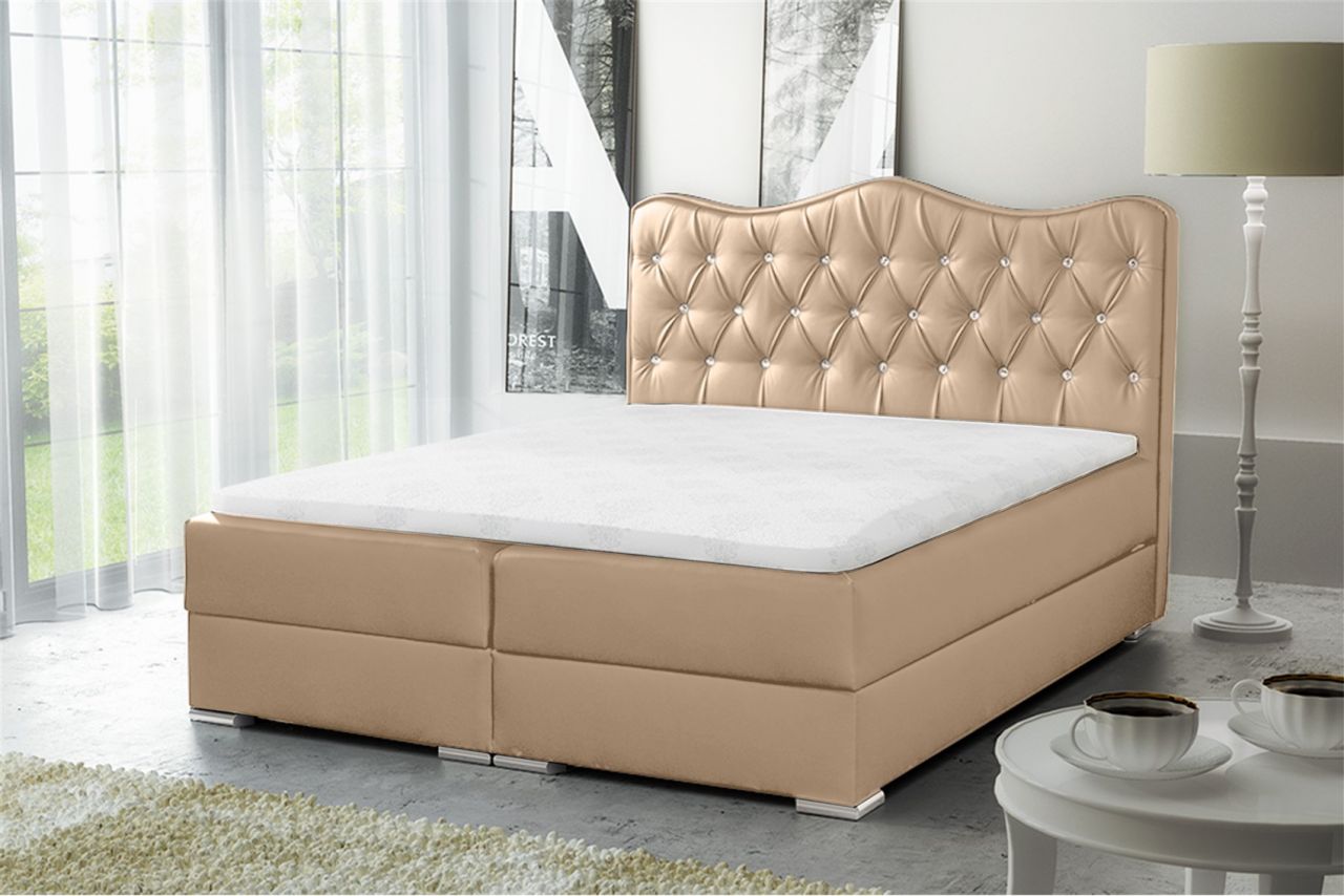 Boxspringbett Schlafzimmerbett SULTAN Kunstleder Creme 180x200cm Boxspringbett Schlafzimmerbett SULTAN Kunstleder Creme 180x200cm