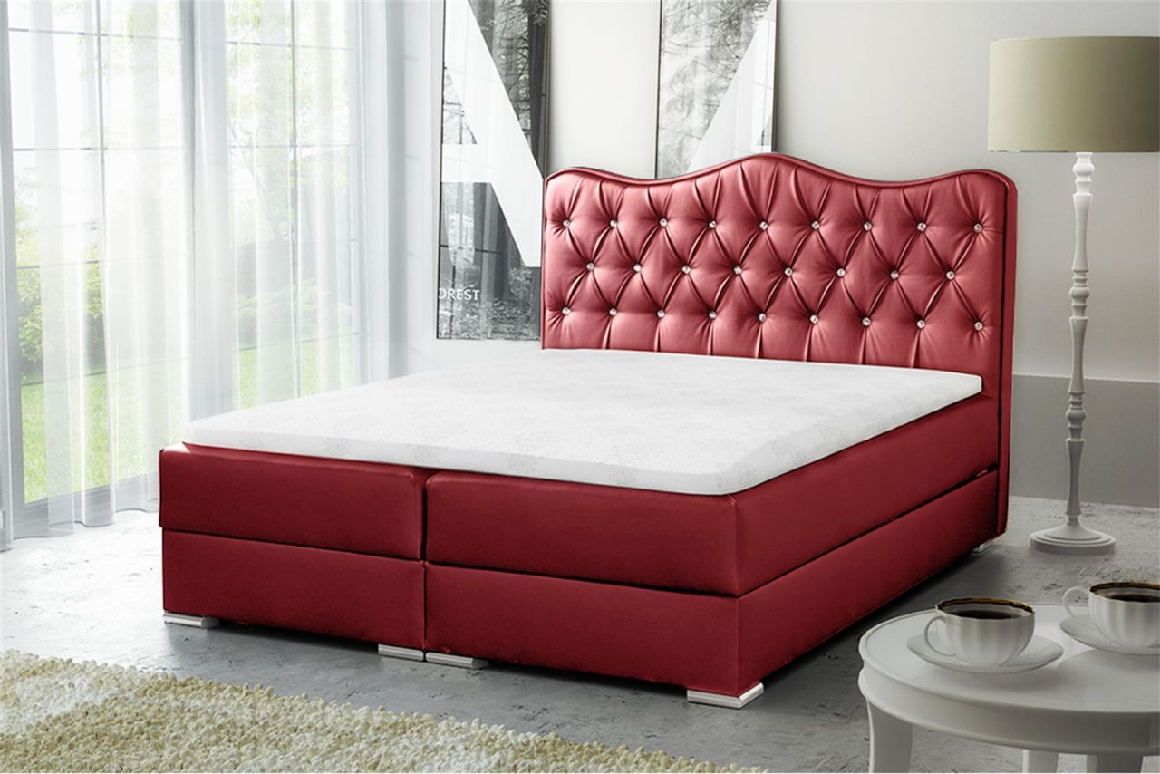 Boxspringbett Schlafzimmerbett SULTAN Kunstleder Rot 160x200cm