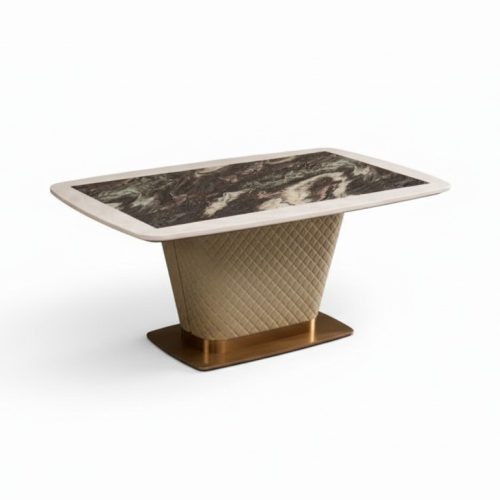 Tisch Esszimmer Garnitur Esstisch Stuhl Set 7tlg. Leder Edelstahl Lehn Stühle