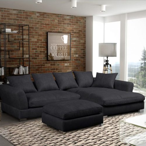 Couchgarnitur TIZIAN diverse Stoff und Farbvarianten/ Rechts+Hocker