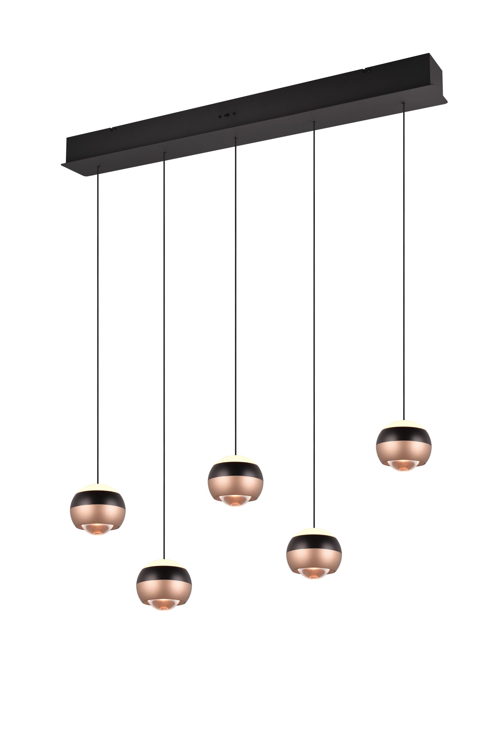 Trio Select LED-Pendelleuchte ORBIT 5-flammig in Farbe schwarz matt, Kunststoff weiß