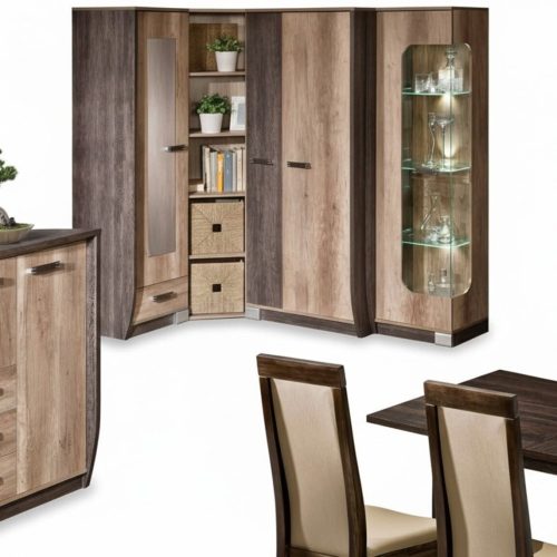 Vitrine Hochschrank Glas Schrank Vitrinen Regal Holz Wohnzimmer Möbel