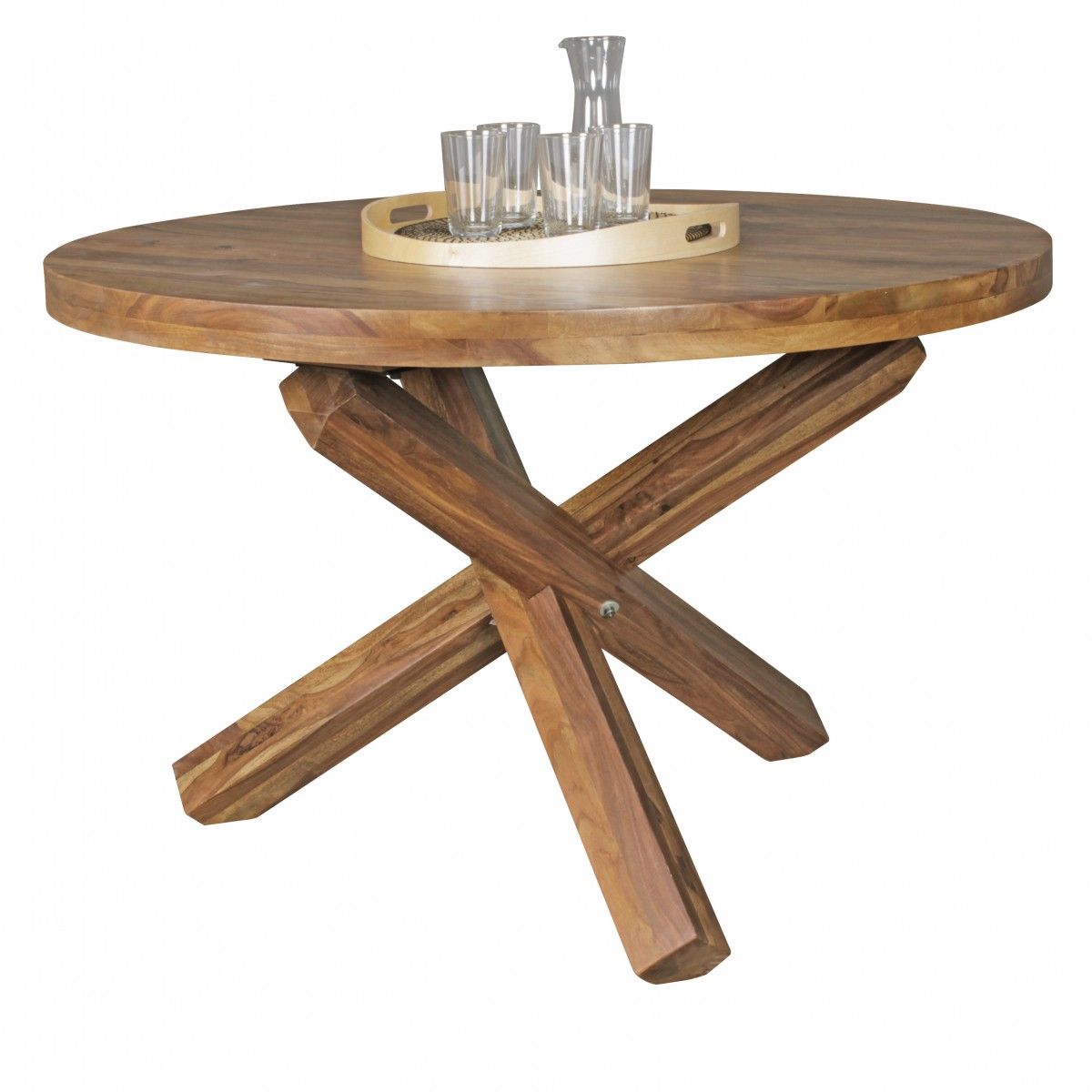 Esszimmertisch Tisch LANDO 120x120 cm Landhaus-Stil Sheesham Voll-Holz