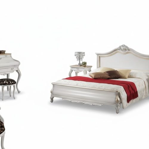Weiße Schlafzimmer Möbel 2x Nachttische Schminktisch Modernes Bett 4tlg Weiße Schlafzimmer Möbel 2x Nachttische Schminktisch Modernes Bett 4tlg