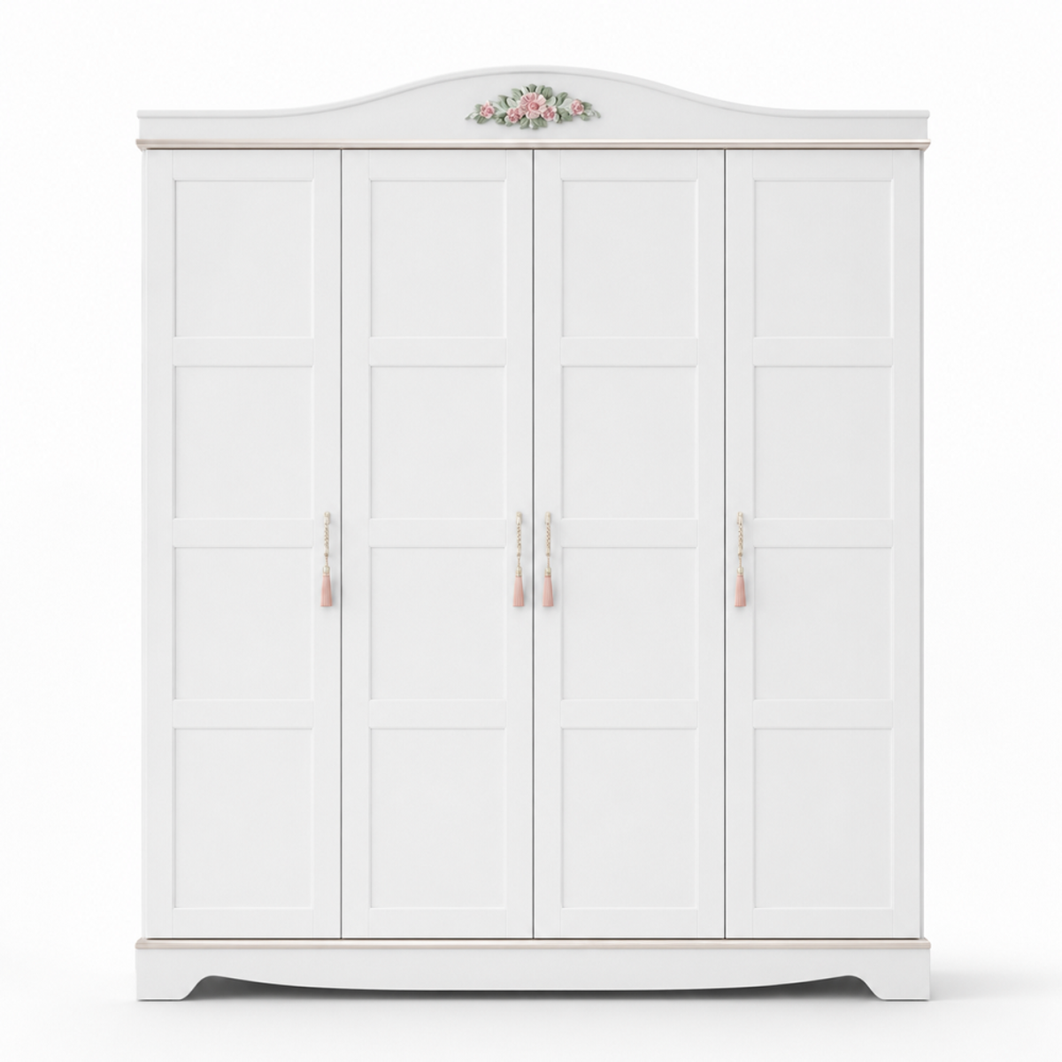 Weißer 4-Türiger Kleiderschrank Designer Holz Schrank Kinderzimmer Möbel Weißer 4-Türiger Kleiderschrank Designer Holz Schrank Kinderzimmer Möbel