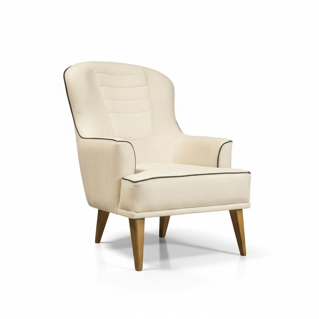 Weißer Lounge Sessel Designer Lehnstuhl Einsitzer Textil Polster Möbel