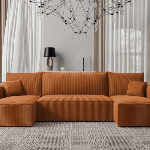 Wohnlandschaft Sofa mit Schlaffunktion ADARA in Stoff Poso Rostbraun