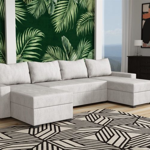 Wohnlandschaft Schlafsofa Sofa AGNETA LUX Stoff Lincoln Creme