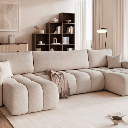 Wohnlandschaft Sofa mit Schlaffunktion ANABEL in Stoff Centaur Creme Wohnlandschaft Sofa mit Schlaffunktion ANABEL in Stoff Centaur Creme