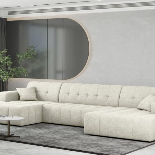 Wohnlandschaft Sofa U-Form NANCY in Stoff Perfekt Harmony Pearl Wohnlandschaft Sofa U-Form NANCY in Stoff Perfekt Harmony Pearl