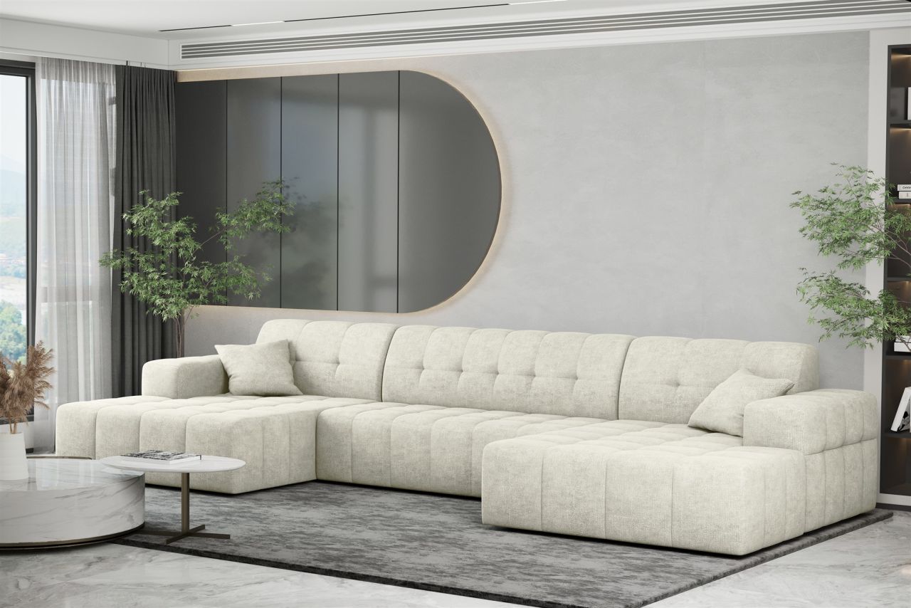 Wohnlandschaft Sofa U-Form NANCY in Stoff Perfekt Harmony Pearl Wohnlandschaft Sofa U-Form NANCY in Stoff Perfekt Harmony Pearl
