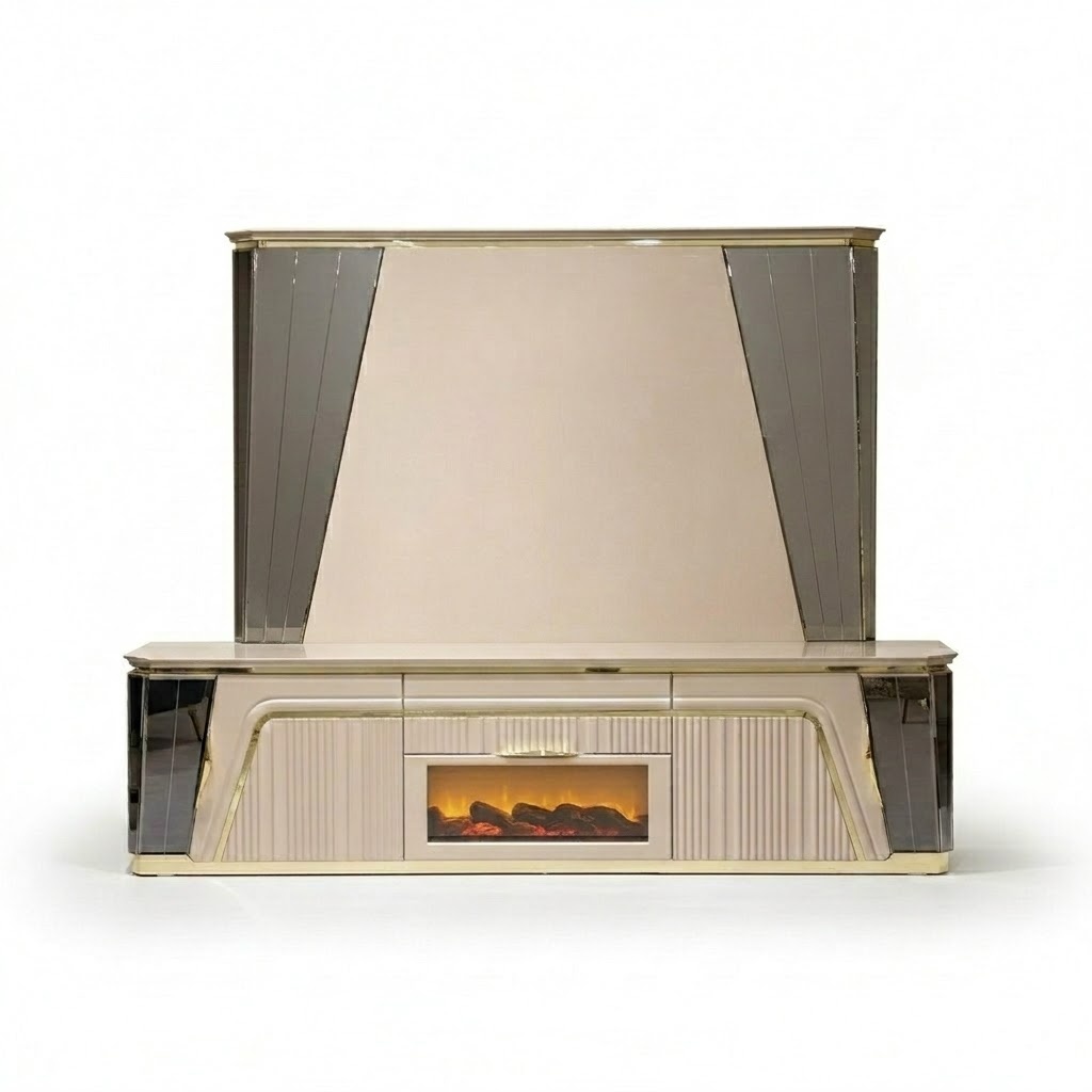 Wohnwand TV Wand Holz Modern Stil Wohnzimmer Möbel tv Ständer Luxus Einrichtung Wohnwand TV Wand Holz Modern Stil Wohnzimmer Möbel tv Ständer Luxus Einrichtung