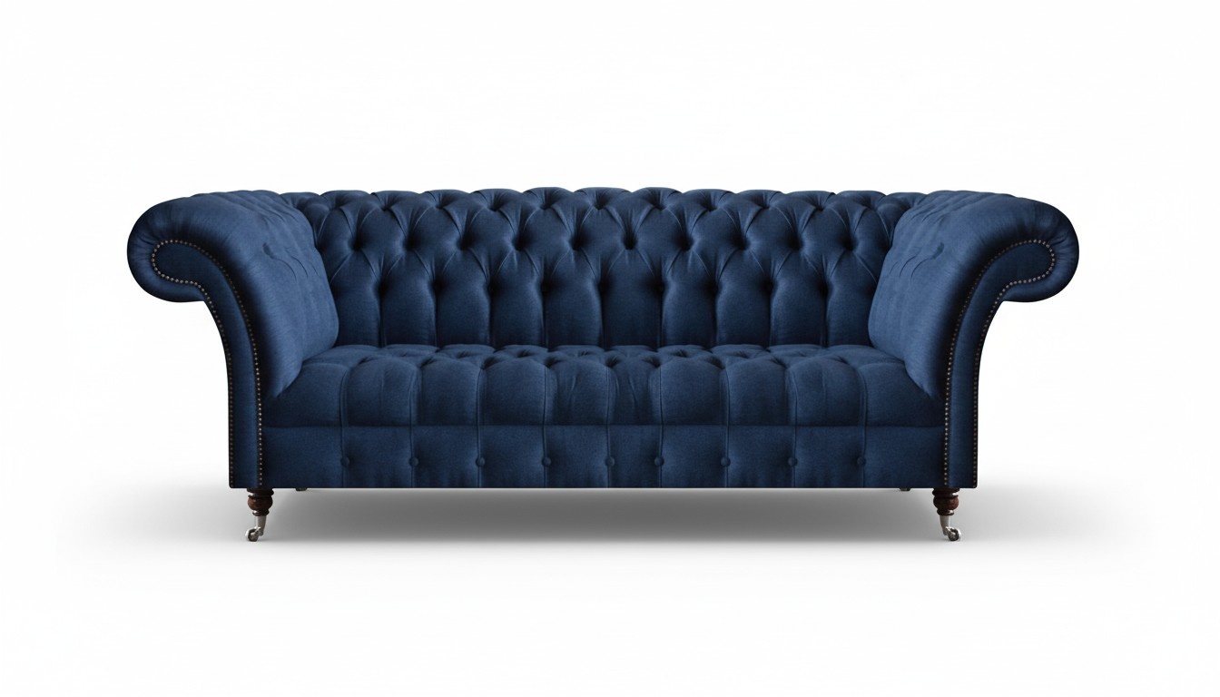Wohnzimmer Chesterfield Sofas Blaue Textilcouch Designer Polstersofas