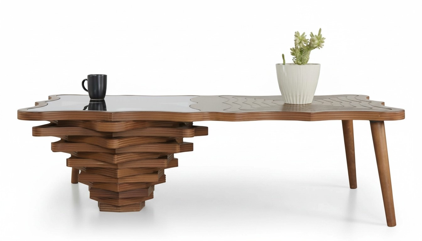 Wohnzimmertisch Couchtisch Freistehend Kaffeetisch Holz Braun Modern Wohnzimmertisch Couchtisch Freistehend Kaffeetisch Holz Braun Modern