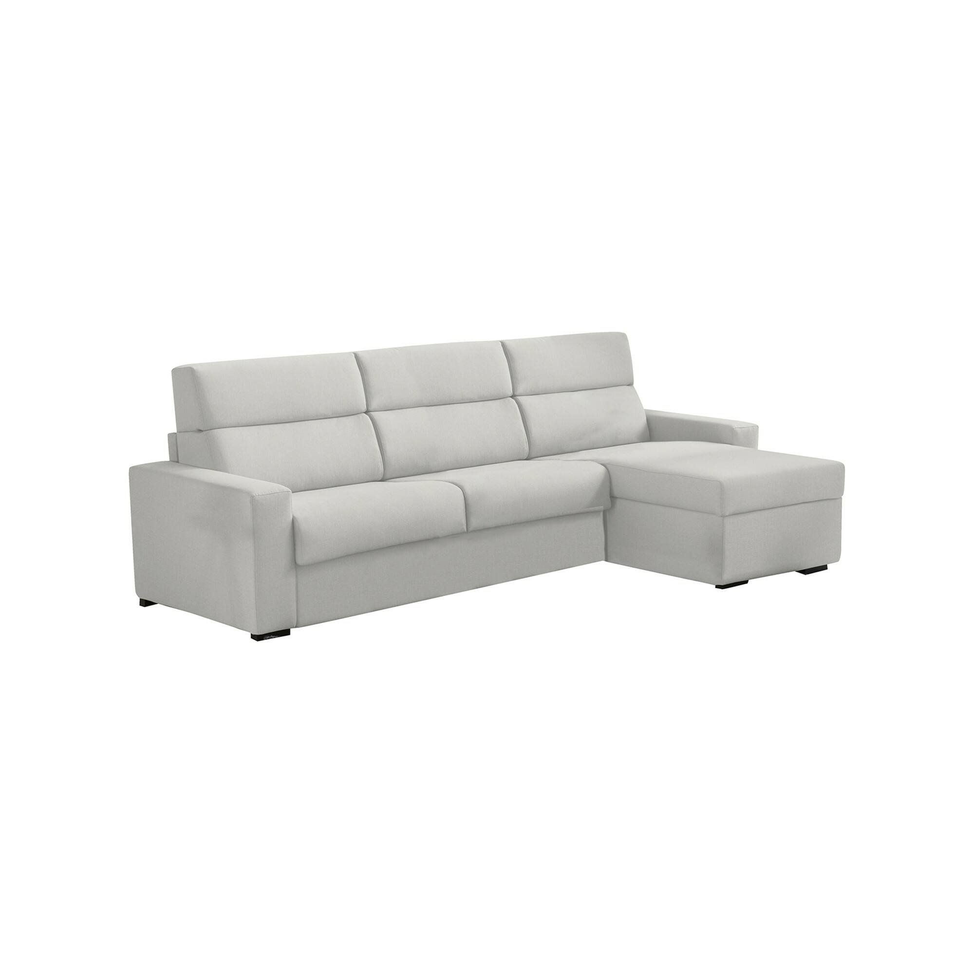 Sofa Mit Halbinsel Vigonovo, Ecksofa Für Wohnzimmer, Gepolstert, Abnehmbarer Bezug, 100 % Made In Italy-qualität, 280x160 H100 Cm, Hellgrau - Dmora