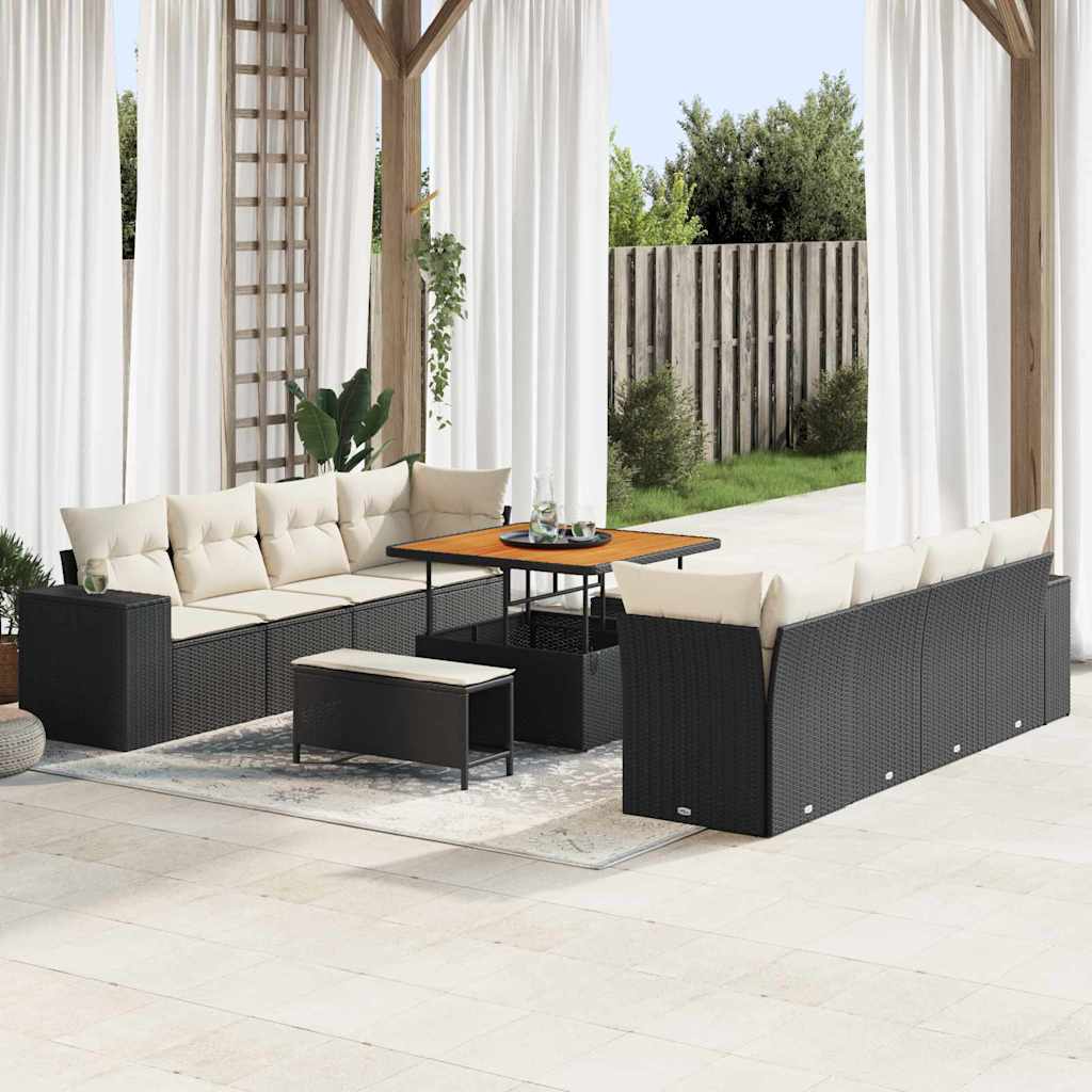 Vidaxl - Garten-sofa-set 11 Pcs Schwarz, Creme 100 X 100 X 71 Cm