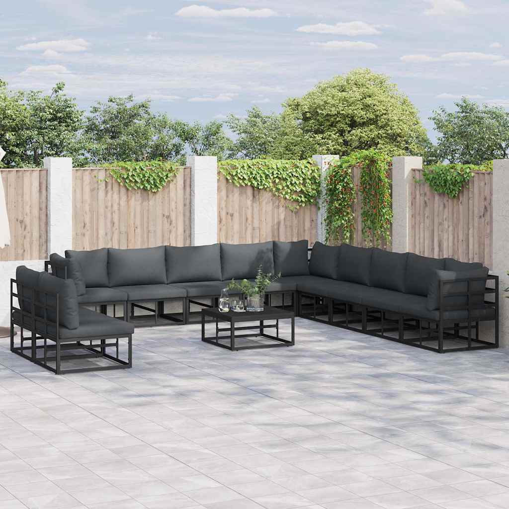 Garten-sofa-set Mit Kissen 12 Pcs Schwarz Aluminium Vidaxl Garten-sofa-set Mit Kissen 12 Pcs Schwarz Aluminium Vidaxl
