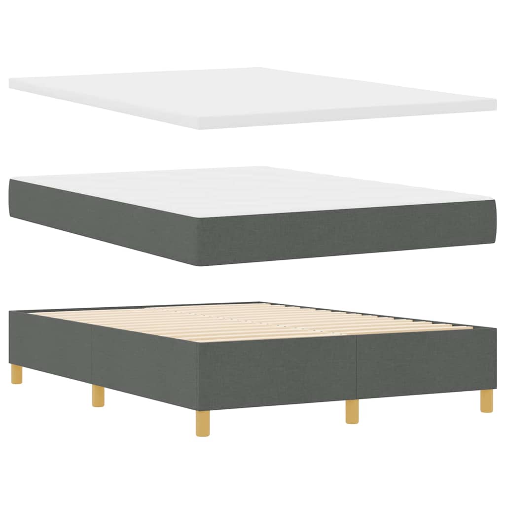 Vidaxl Boxspringbett Mit Matratze & Bank Dunkelgrau 140x200 Cm Stoff Vidaxl Boxspringbett Mit Matratze & Bank Dunkelgrau 140x200 Cm Stoff