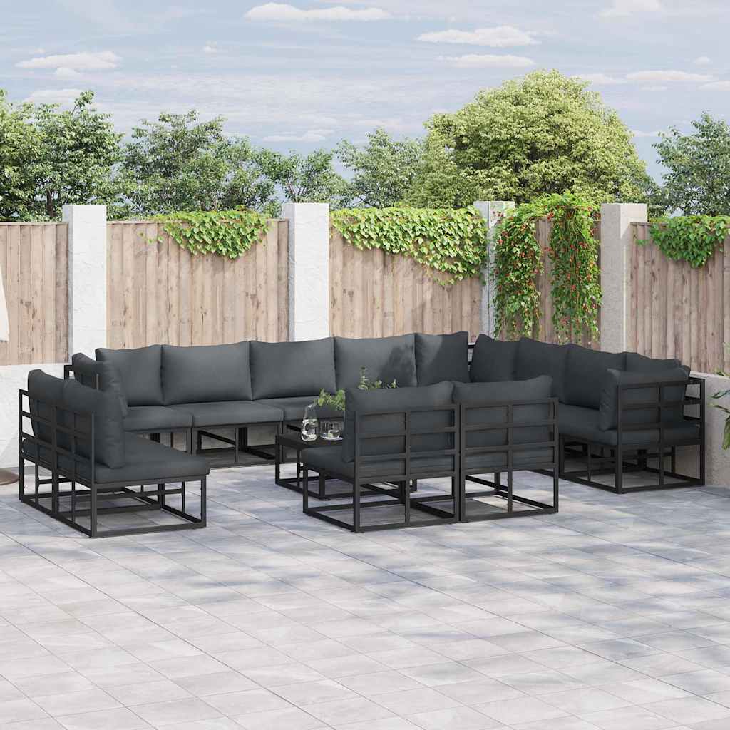 Garten-sofa-set Mit Kissen 12 Pcs Schwarz Aluminium Vidaxl Garten-sofa-set Mit Kissen 12 Pcs Schwarz Aluminium Vidaxl