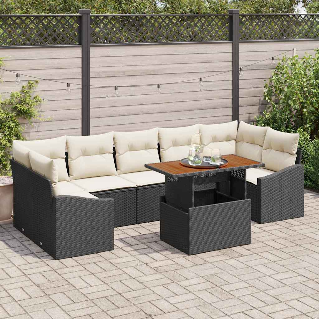 Garten Essgruppe Mit Kissen Schwarz, Creme 100 X 55 X 73 Cm Vidaxl