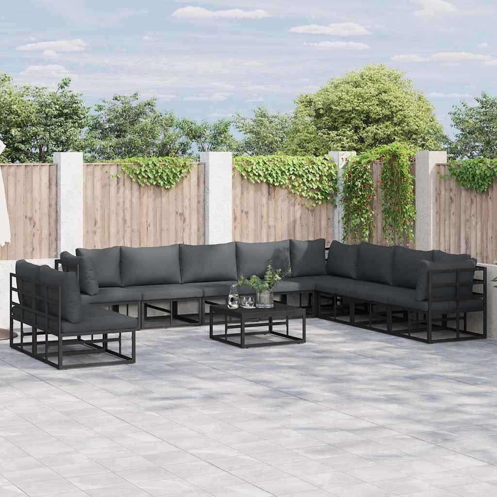 Garten-sofa-set Mit Kissen 11 Pcs Schwarz Aluminium Vidaxl Garten-sofa-set Mit Kissen 11 Pcs Schwarz Aluminium Vidaxl