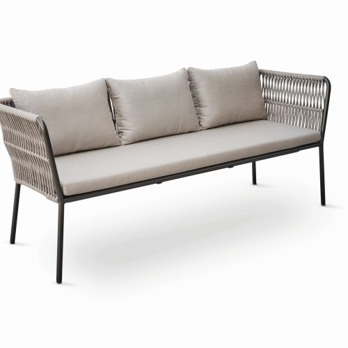 Stern Dining Bank Marla 3-Sitzer mit Armlehnen Aluminium anthrazit Kordel salt Kissen 100% Polyacryl graubraun Stern Dining Bank Marla 3-Sitzer mit Armlehnen Aluminium anthrazit Kordel salt Kissen 100% Polyacryl graubraun