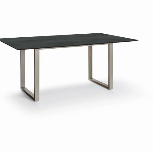 Stern Kufentisch 160x90 cm Aluminium greige mit Tischplatte Silverstar 2.0 Dekor Zement
