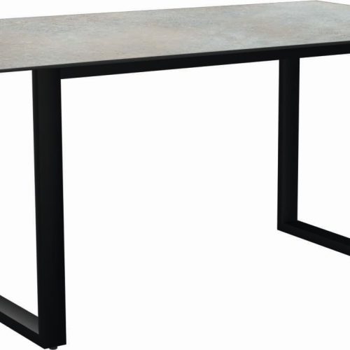 Stern Kufentisch 160x90 cm Aluminium schwarz matt mit Tischplatte Silverstar 2.0 Dekor Quartz