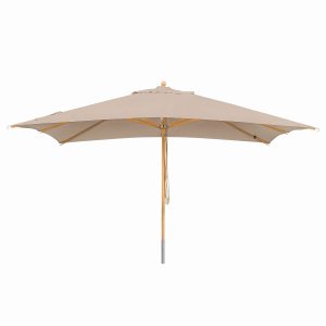 Sonnenschirm 3x4m mit Holz Stamm -Olefin Stoff-sehr farbbeständig- doppeltes Seilzusystem - dark natural - anndora® Original