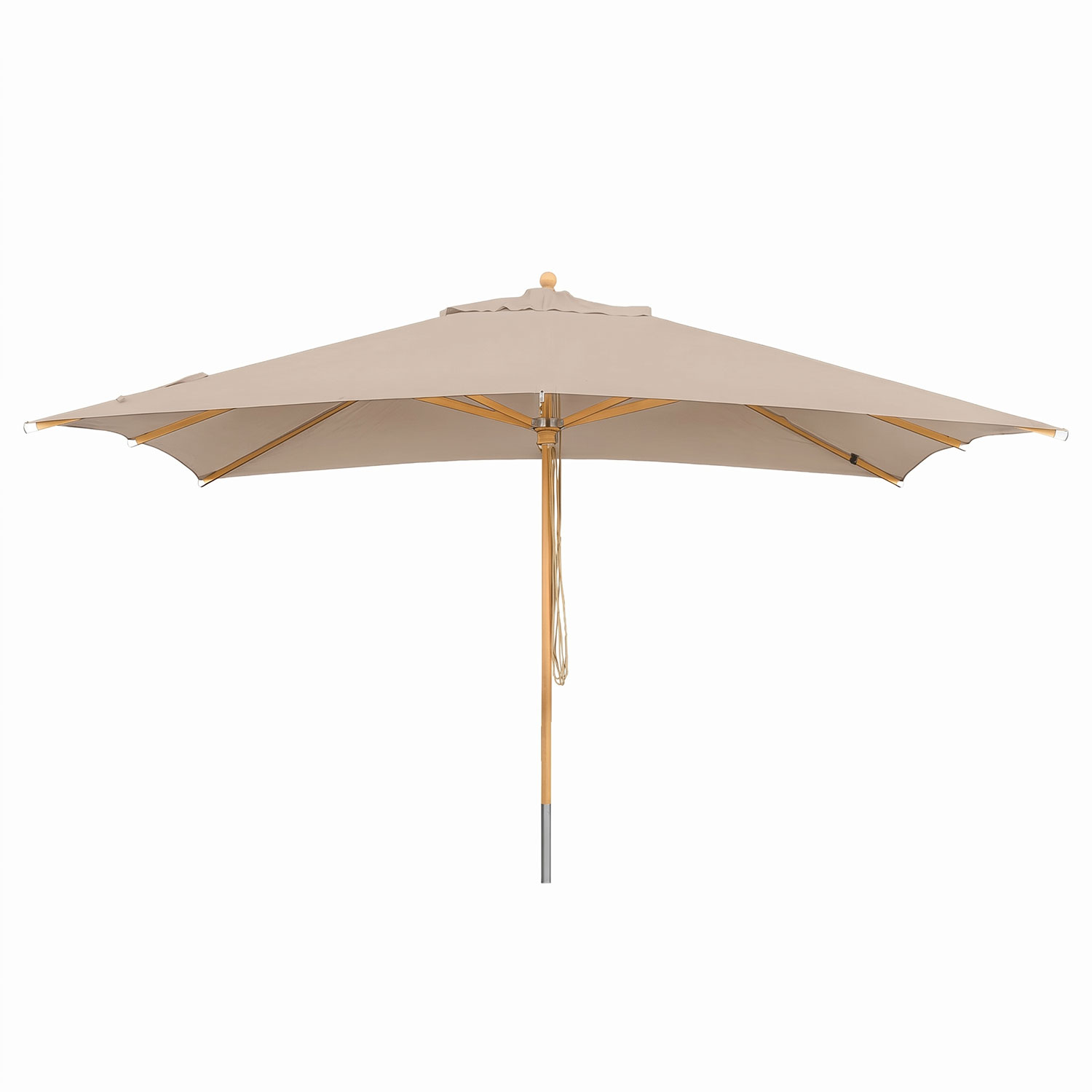 Sonnenschirm 3x4m mit Holz Stamm -Olefin Stoff-sehr farbbeständig- doppeltes Seilzusystem - dark natural - anndora® Original