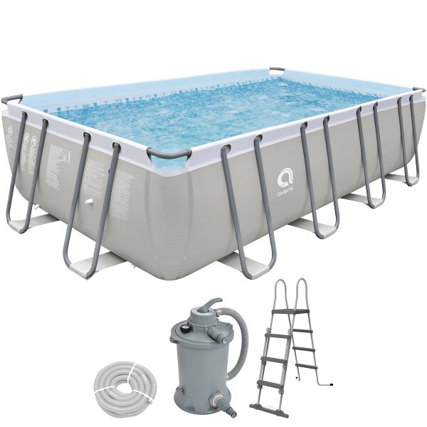 Avenli Frame Plus Rectangular Pool Komplettset 549x305x122 cm, Aufstellpool, rechteckig, mit Sandfilter, grau Avenli Frame Plus Rectangular Pool Komplettset 549x305x122 cm, Aufstellpool, rechteckig, mit Sandfilter, grau