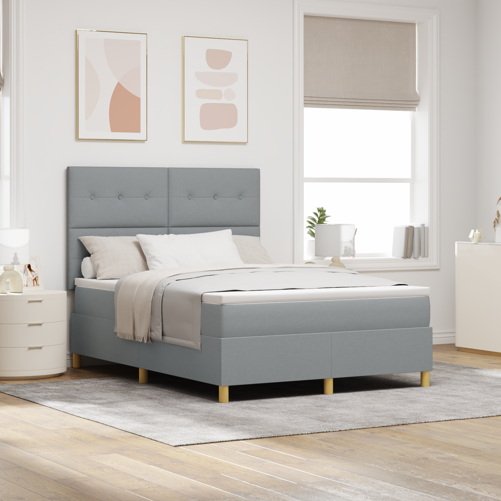 Boxspringbett Mit Matratze Hellgrau 140 X 200 Cm Stoff Vidaxl Boxspringbett Mit Matratze Hellgrau 140 X 200 Cm Stoff Vidaxl