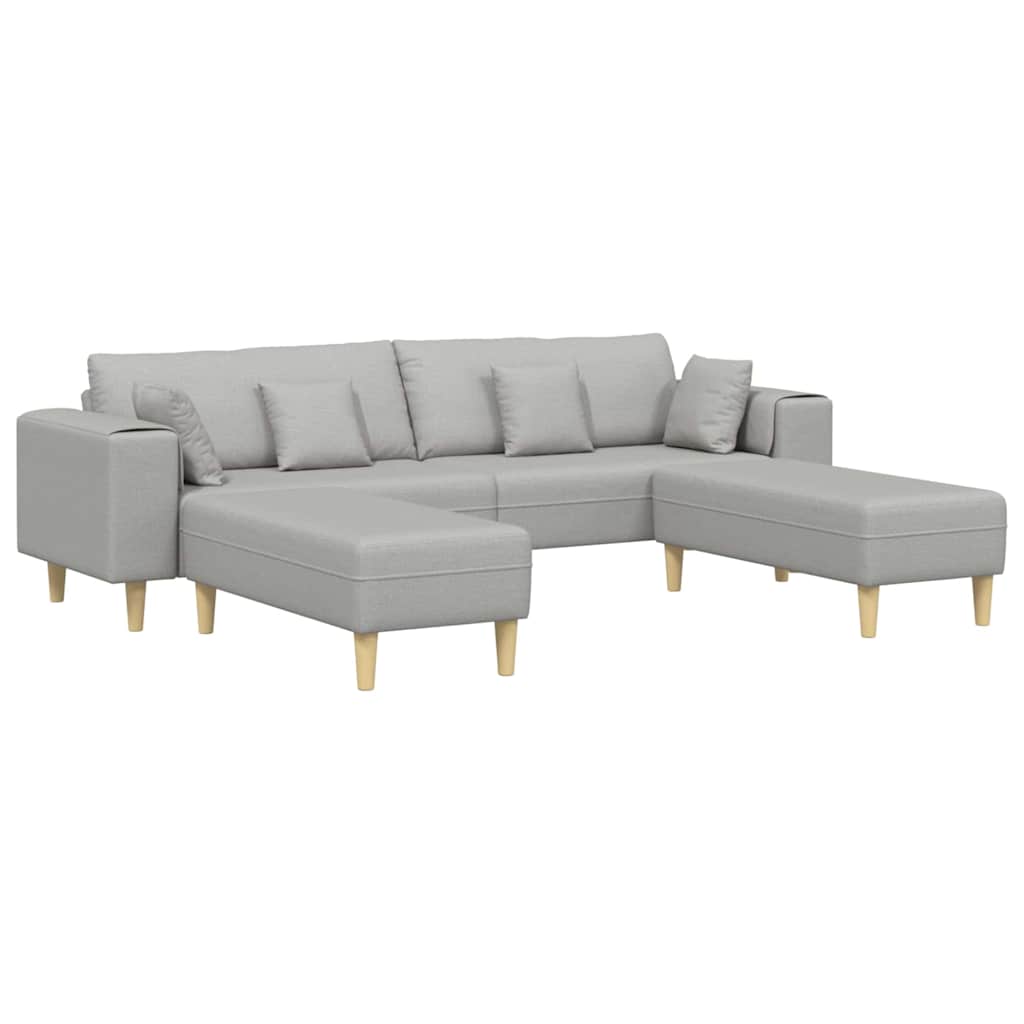 Stoffsofa Mit Kissen Wolkengrau 208 Cm Stoff Vidaxl