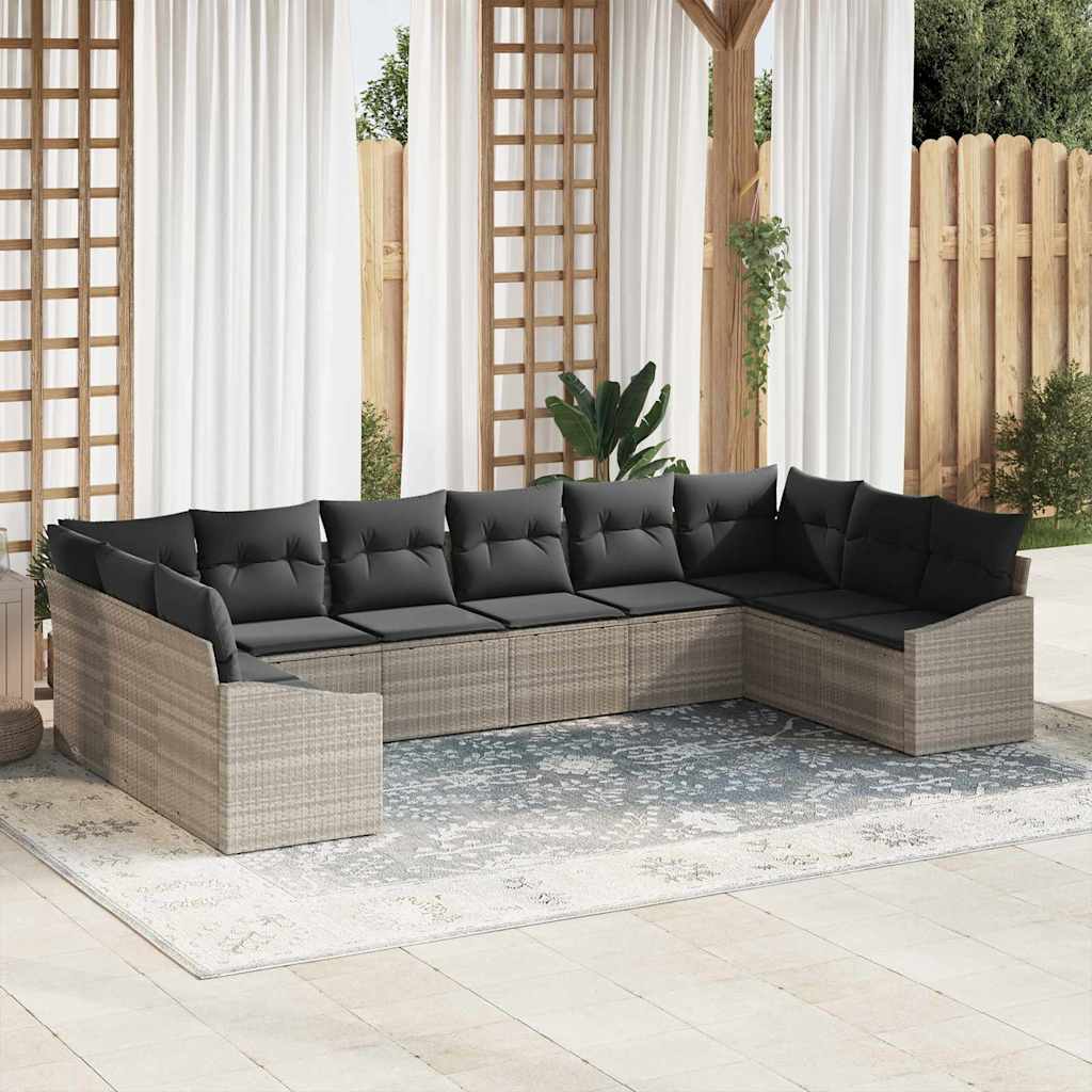 Vidaxl - Garten Sofa Set 10-teilig Dunkelgrau Rattan Garten Liegesofa