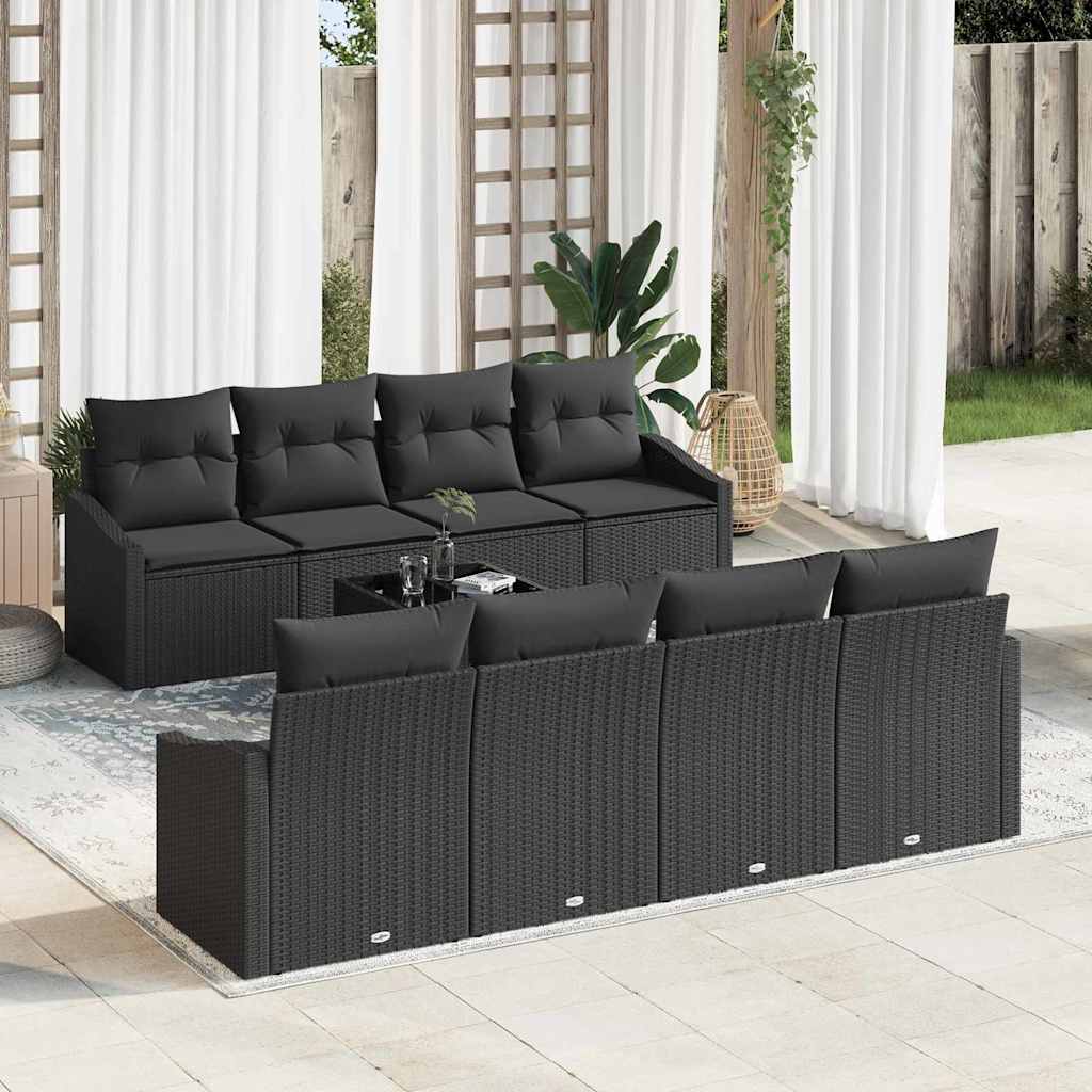 Vidaxl - Garten-sofa-set Mit Kissen 7 Pcs Schwarz 55 X 55 X 37 Cm Vidaxl - Garten-sofa-set Mit Kissen 7 Pcs Schwarz 55 X 55 X 37 Cm