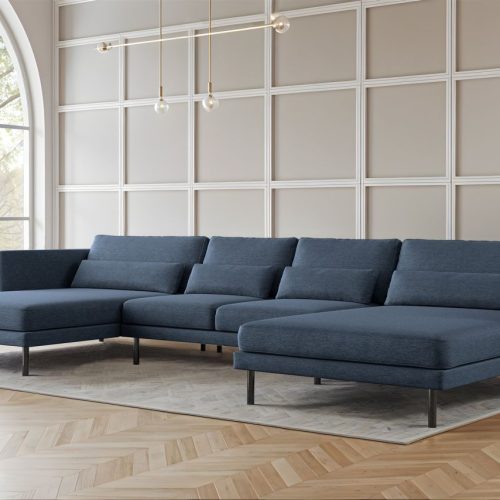 Wohnlandschaft U-form Sofa Agada In Stoff Verita Marineblau