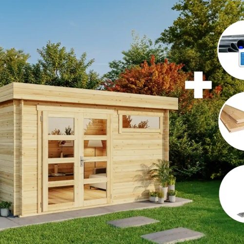 Eco Set - Gartenhaus Leandro-28 - Imprägniert Gartenhaus Aus Holz In Braun, Holzhaus Mit 28 Mm Wandstärke Blockbohlenhaus - Alpholz Eco Set - Gartenhaus Leandro-28 - Imprägniert Gartenhaus Aus Holz In Braun, Holzhaus Mit 28 Mm Wandstärke Blockbohlenhaus - Alpholz