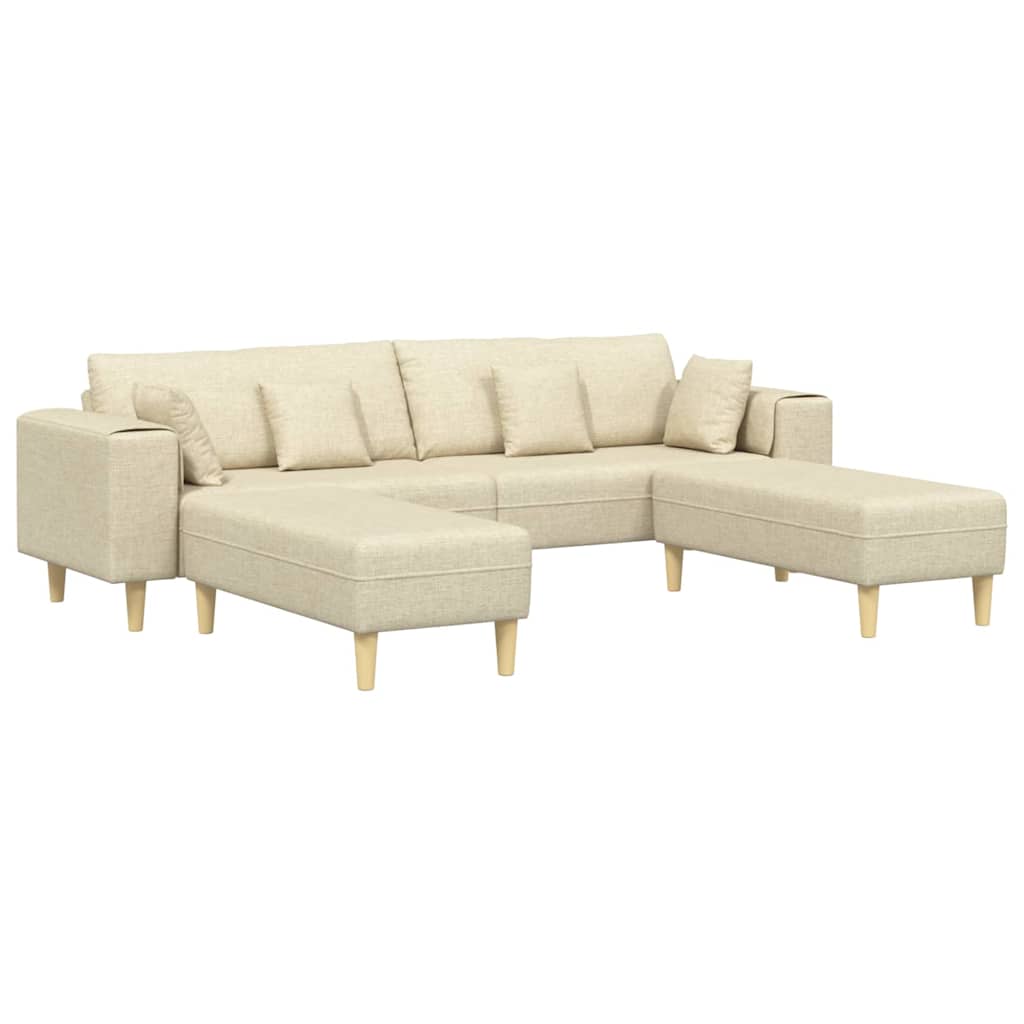 Stoffsofa Mit Kissen Creme 208 Cm Stoff Vidaxl